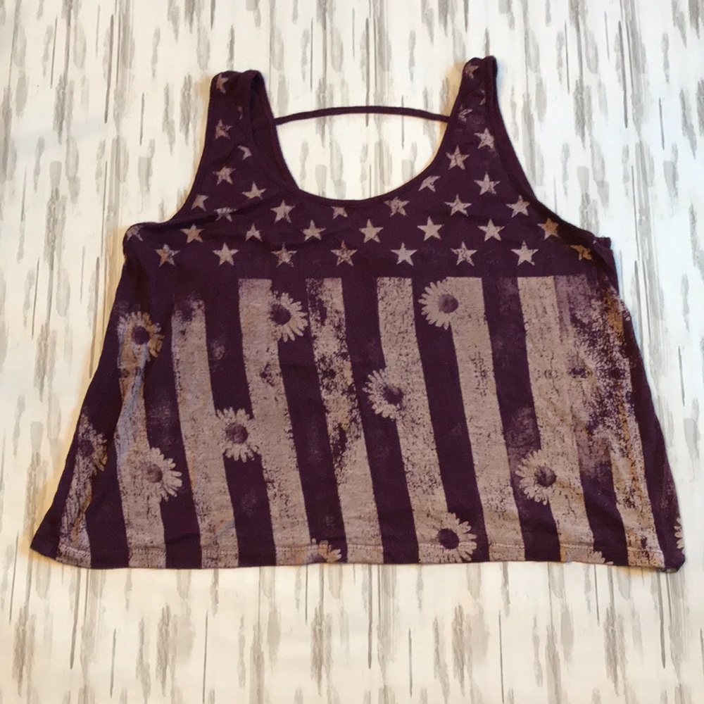 Charlotte Russe Plum and Tan Tank Top Size Large